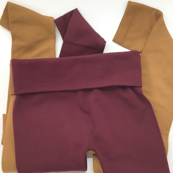 FLEECE LINED TUMMY CONTROL TIGHTS — COFFEE - Picture 2 of 3